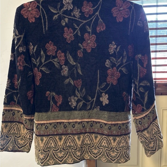 Vintage Boho Gypsy Floral Black Soft Jacket blazer RARE SIZE 6P - Picture 5 of 10